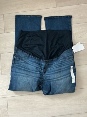 Ingrid & Isabel Dark Blue Bootcut Maternity Jeans with Black Panel